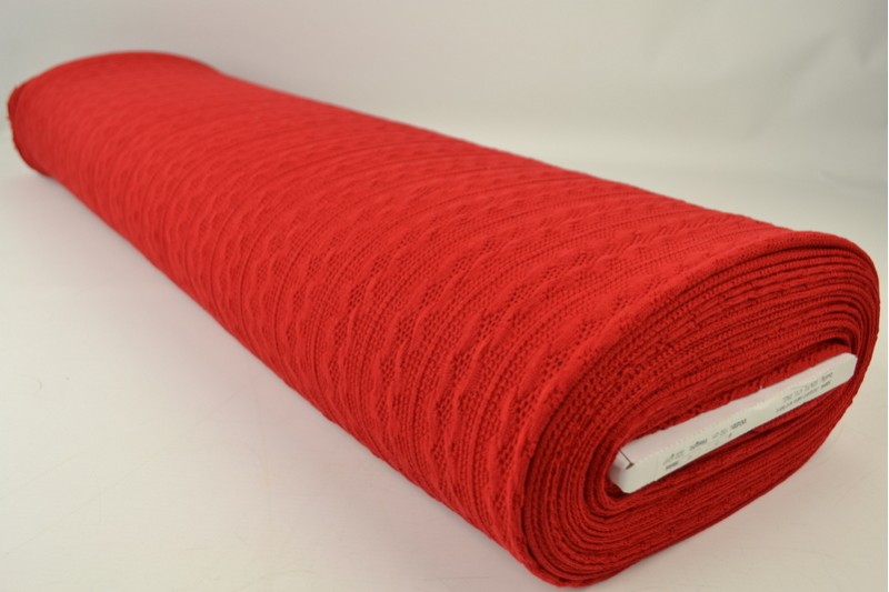 Jacquard gebreid kabel rood, rolweergave