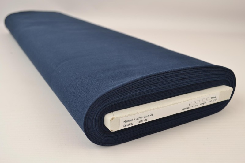 Gewassen katoen navy blauw, rol