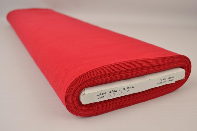 30 meter gewassen katoen rood, rol