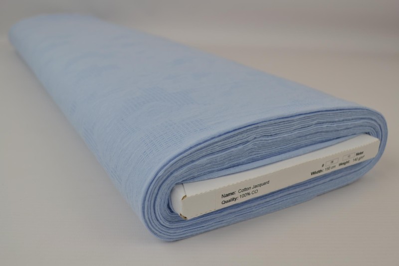 Katoen jacquard aqua blauw, rol