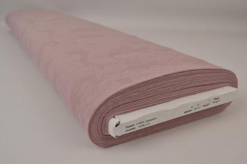 Katoen jacquard donker oud roze, rol