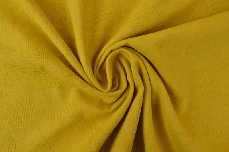 Katoen jacquard geel