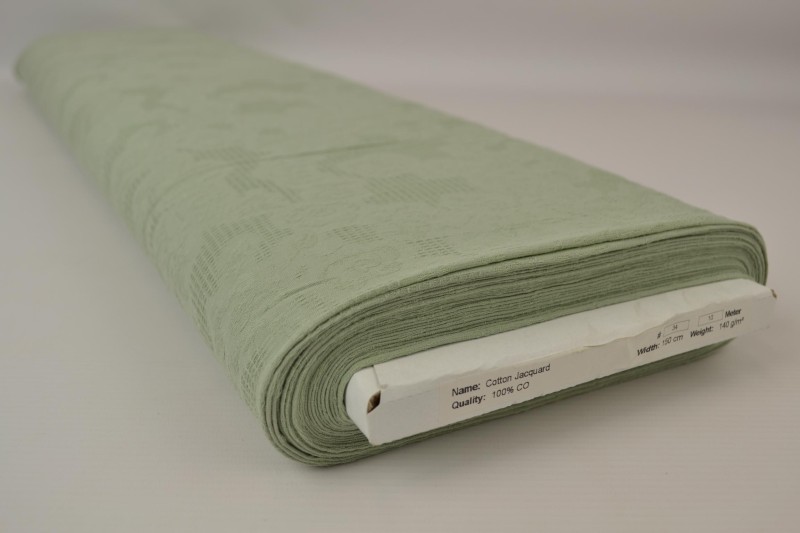 Katoen jacquard oud groen, rol