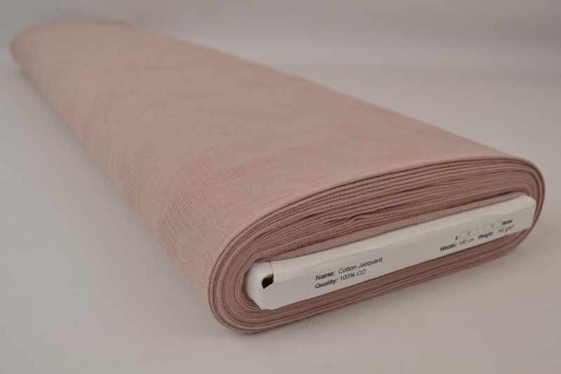 Katoen jacquard oud roze, rolweergave