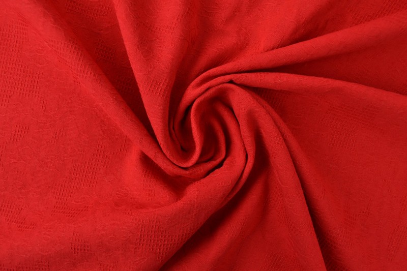 Katoen jacquard rood