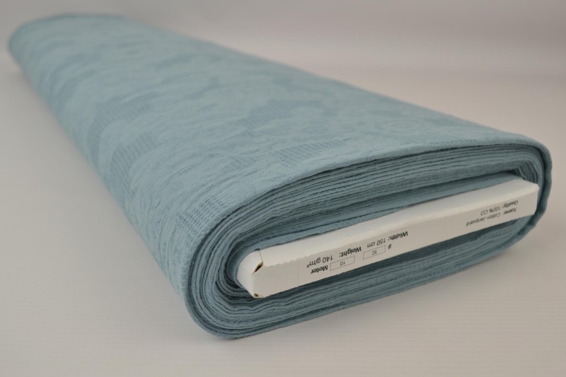 Katoen jacquard vintage blauw, rol