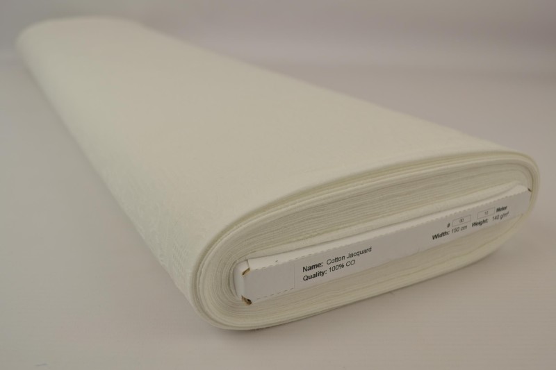 Katoen jacquard wit, rolweergave