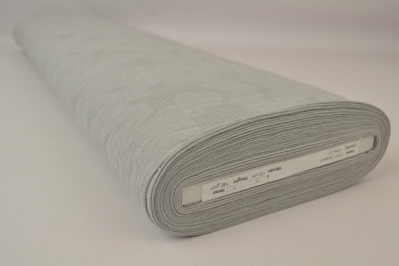 Katoen jacquard zilvergrijs, rol