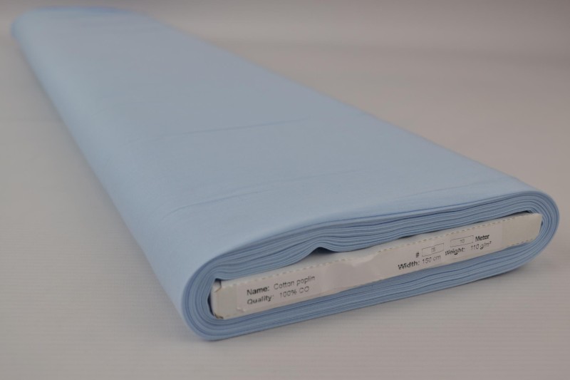 Katoen poplin baby blauw, rol