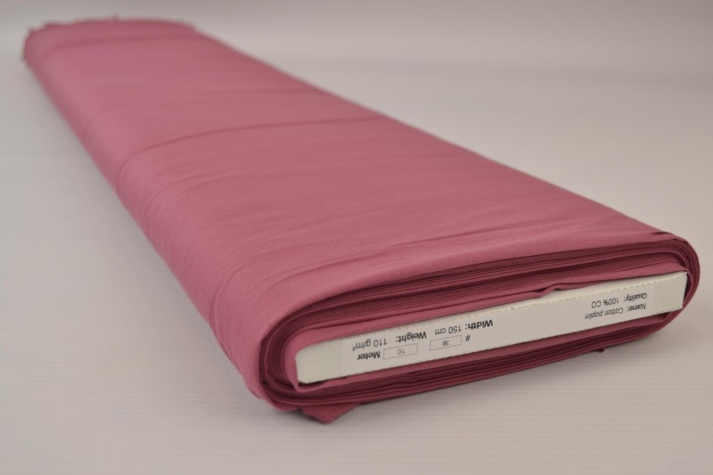 Katoen poplin donker oud roze, rol