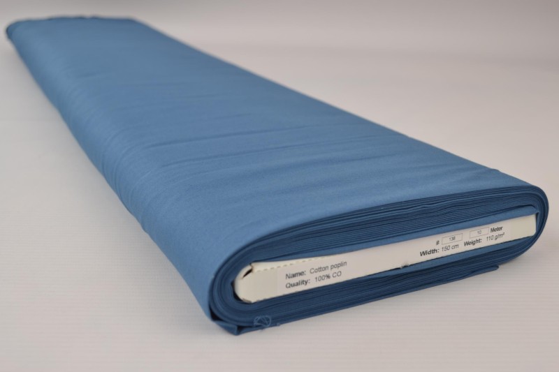 Katoen poplin staalblauw, rol