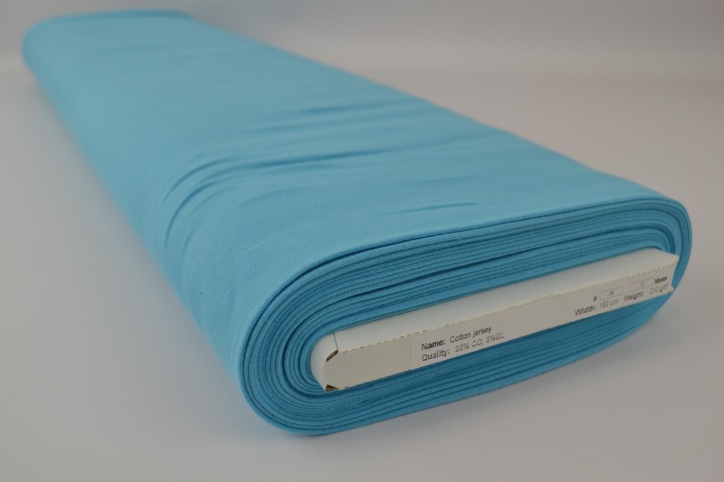 Katoen tricot aqua blauw, rol
