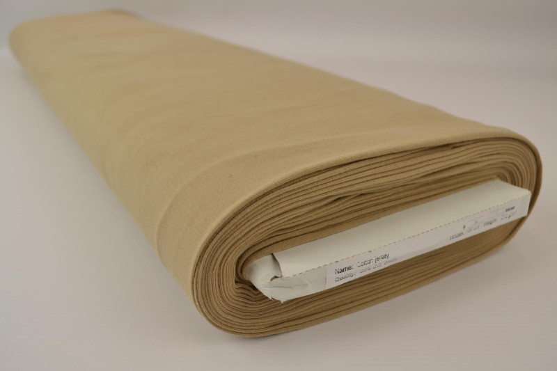 Katoen tricot beige, rolweergave
