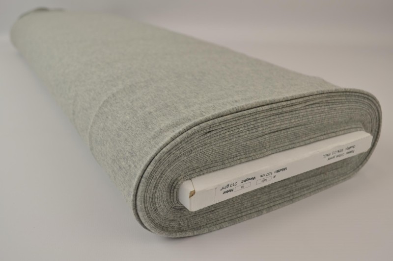 Katoen tricot grijs melange, rol