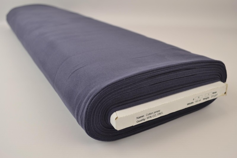 Katoen tricot navy, rolweergave