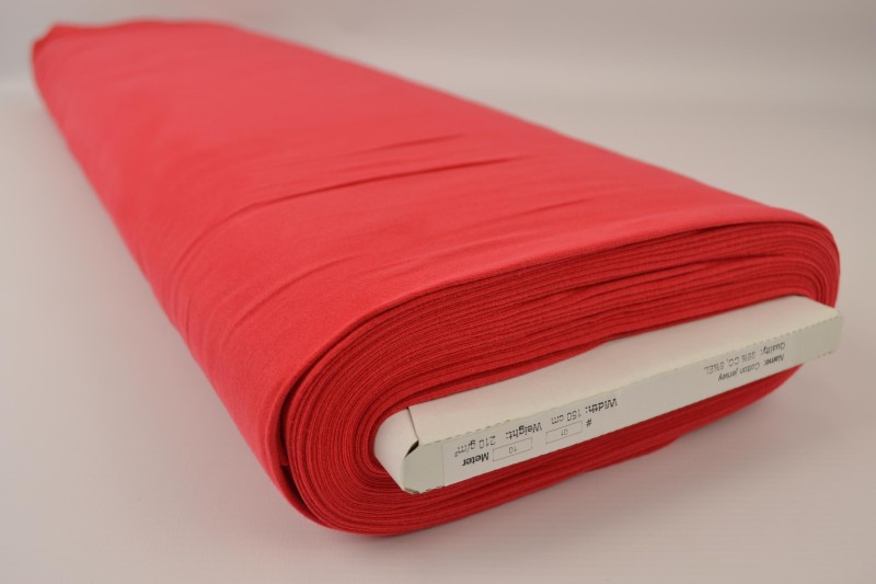 Katoen tricot rood, rolweergave