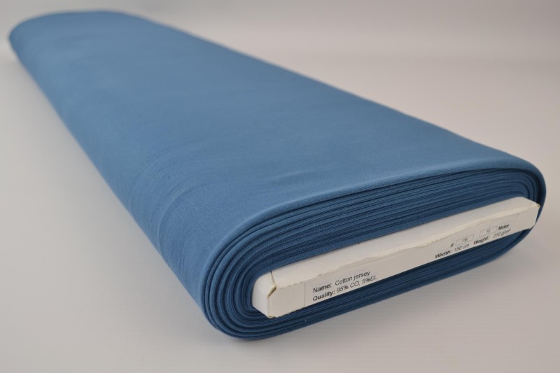 Katoen tricot staalblauw, rol