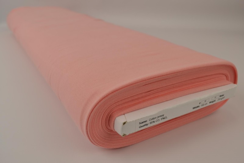 Katoen tricot zalm roze, rol