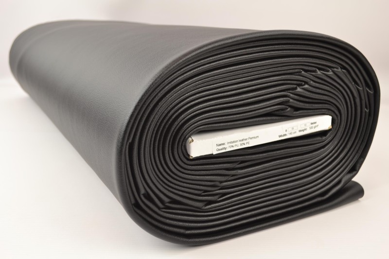 Kunstleer premium zwart, rol