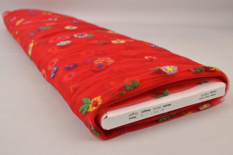 Mesh daisy rood, rolweergave
