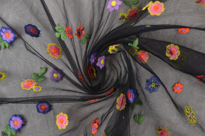 Mesh daisy zwart