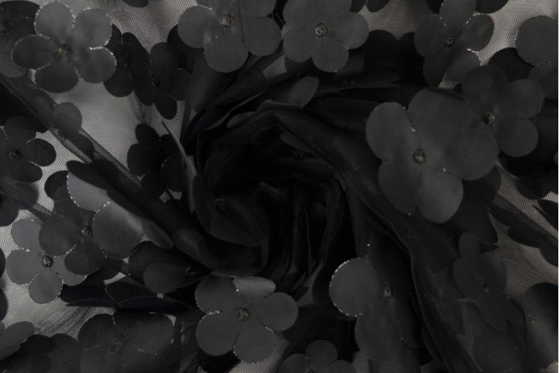 Mesh flower zwart