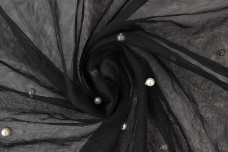 Mesh pearls zwart