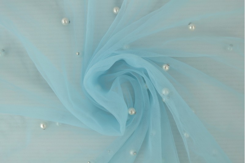Mesh pearls blauw, rol