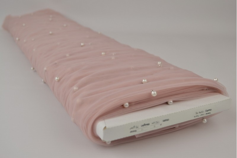 Mesh pearls oud roze