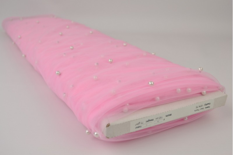 Mesh pearls roze
