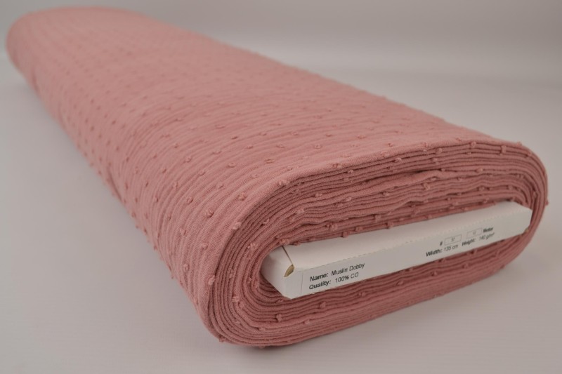 Mousseline dobby donker oud roze, rol