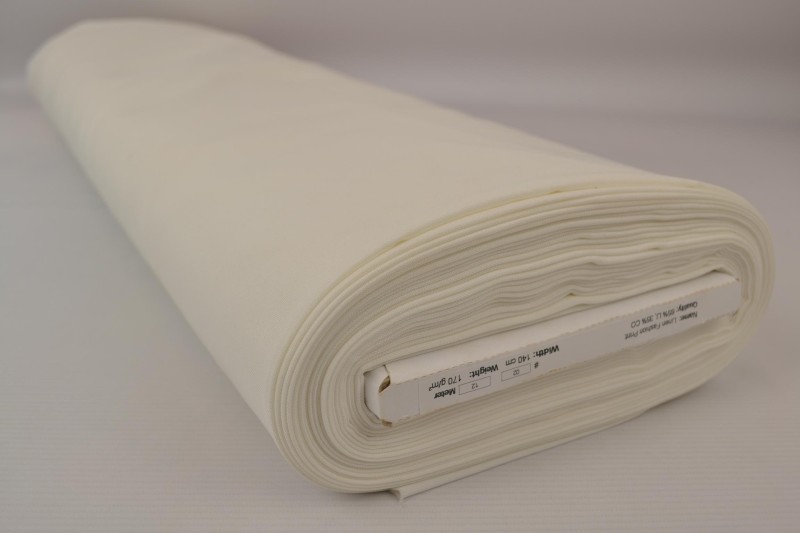 Brandvertragende terlenka 300 cm breed, gebroken wit, rol
