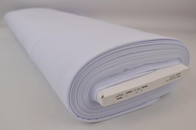 Brandvertragende terlenka 300 cm breed, wit, rolweergave