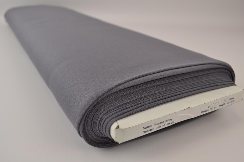 Viscose tricot donker grijs, rol