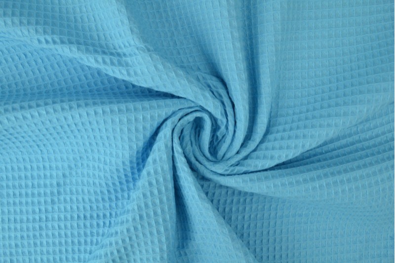 Wafelstof aqua blauw